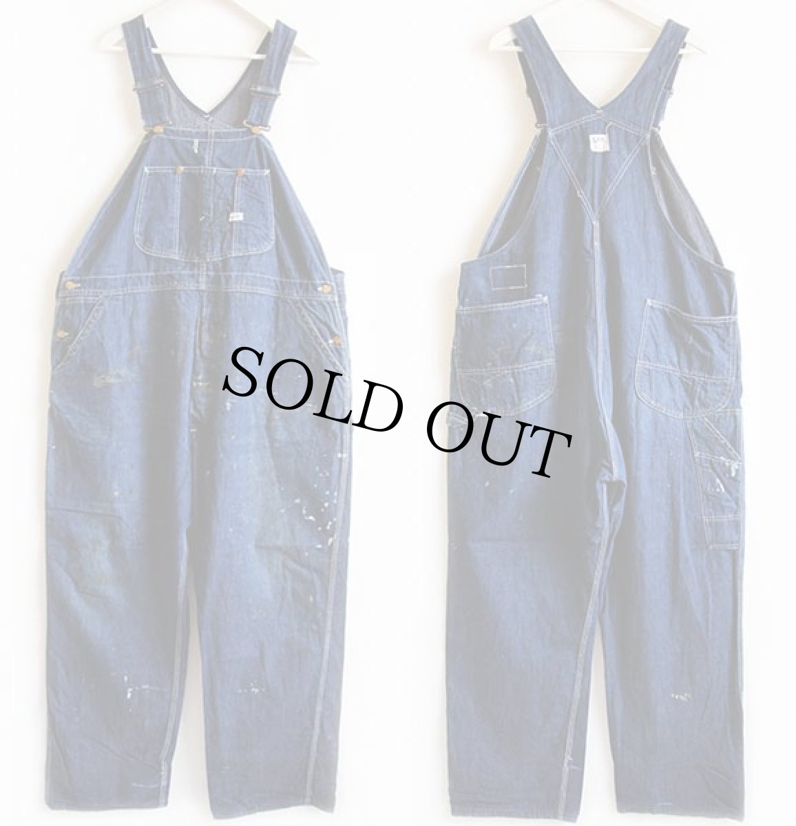 画像2: 60s USA製 Leeリー JELT DENIMジェルトデニム オーバーオール ペンキ飛び (2)