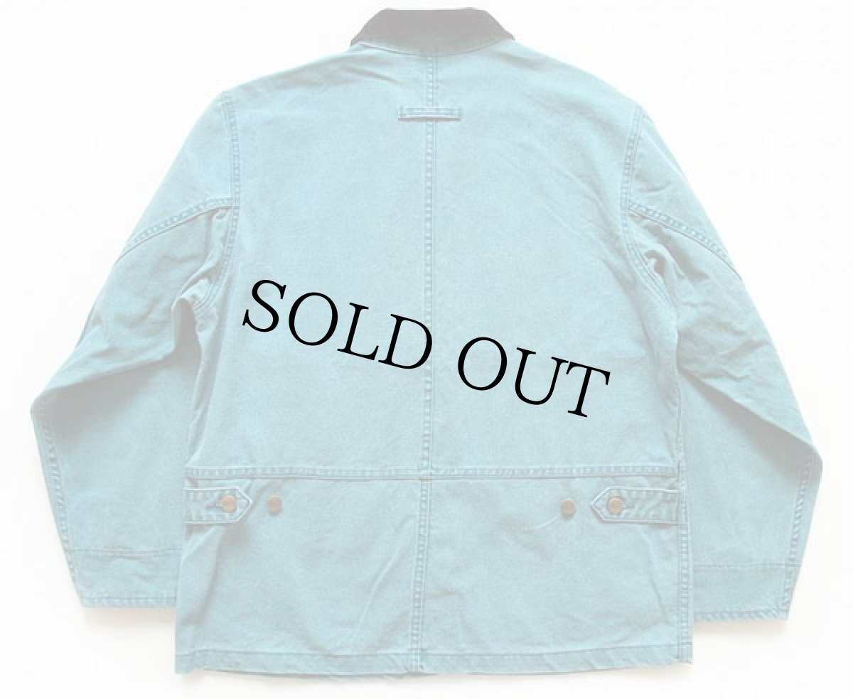 画像2: 90s USA製 L.L.Bean ダック地 フィールドコート 薄青緑 M★ジャケット (2)