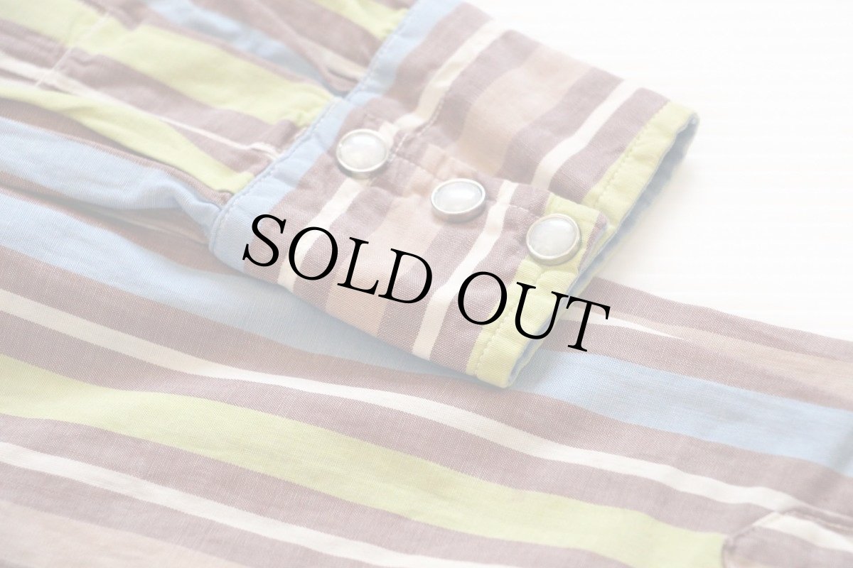 画像6: 50s LEVI'Sリーバイス ショートホーン ランダムストライプ コットン ウエスタンシャツ (6)