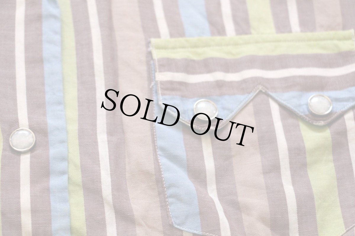 画像5: 50s LEVI'Sリーバイス ショートホーン ランダムストライプ コットン ウエスタンシャツ (5)