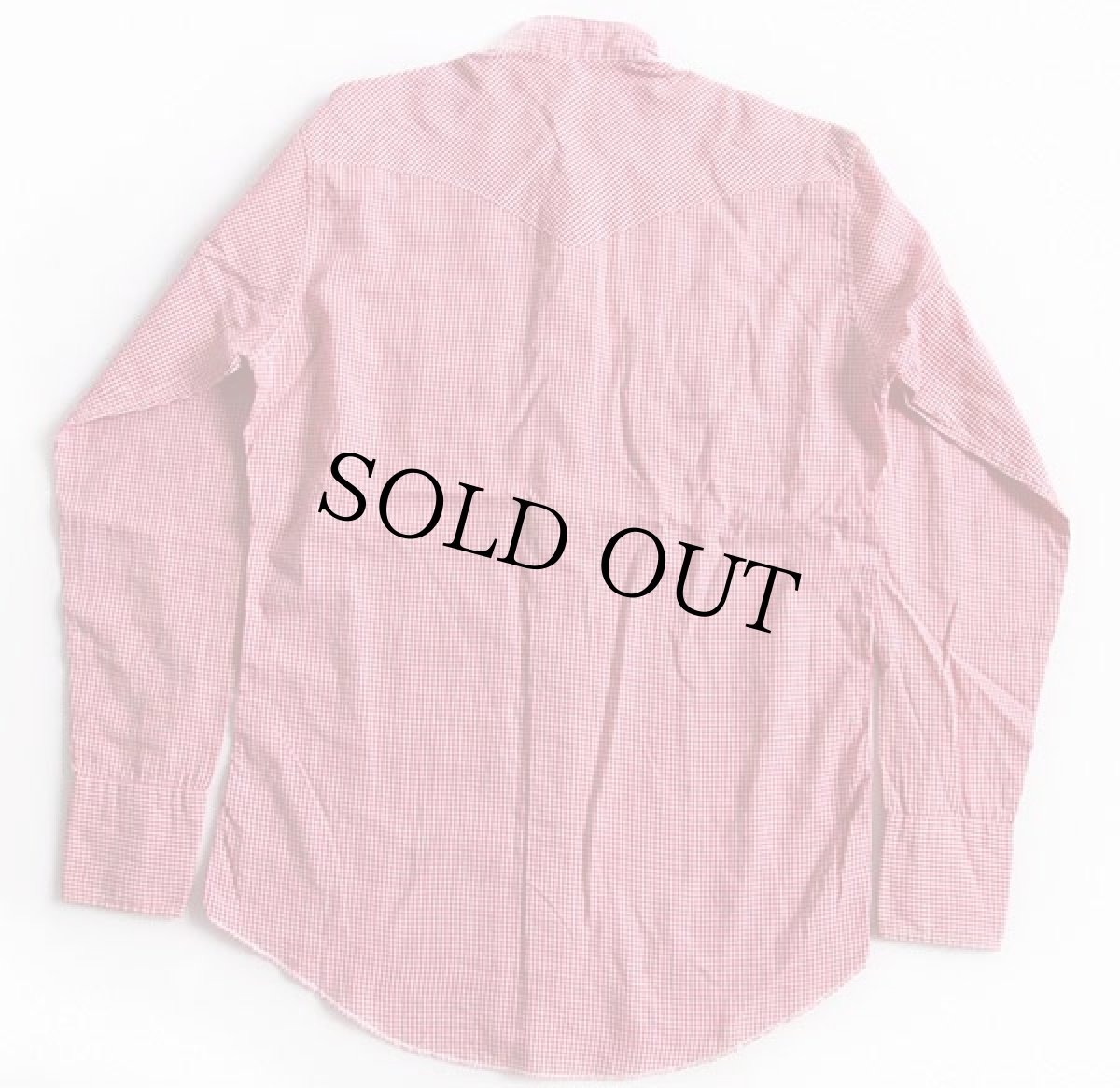 画像2: 60s Authentic WESTERN RANCHWEAR ギンガムチェック バンドカラー コットン ウエスタンシャツ 赤×白 (2)