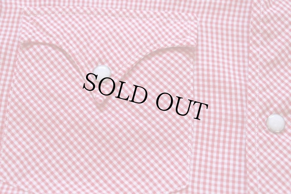 画像5: 60s Authentic WESTERN RANCHWEAR ギンガムチェック バンドカラー コットン ウエスタンシャツ 赤×白 (5)