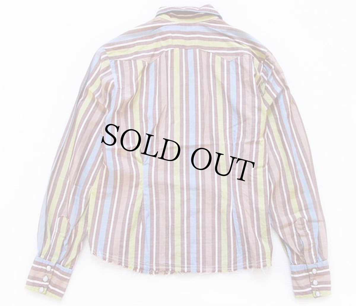 画像2: 50s LEVI'Sリーバイス ショートホーン ランダムストライプ コットン ウエスタンシャツ (2)