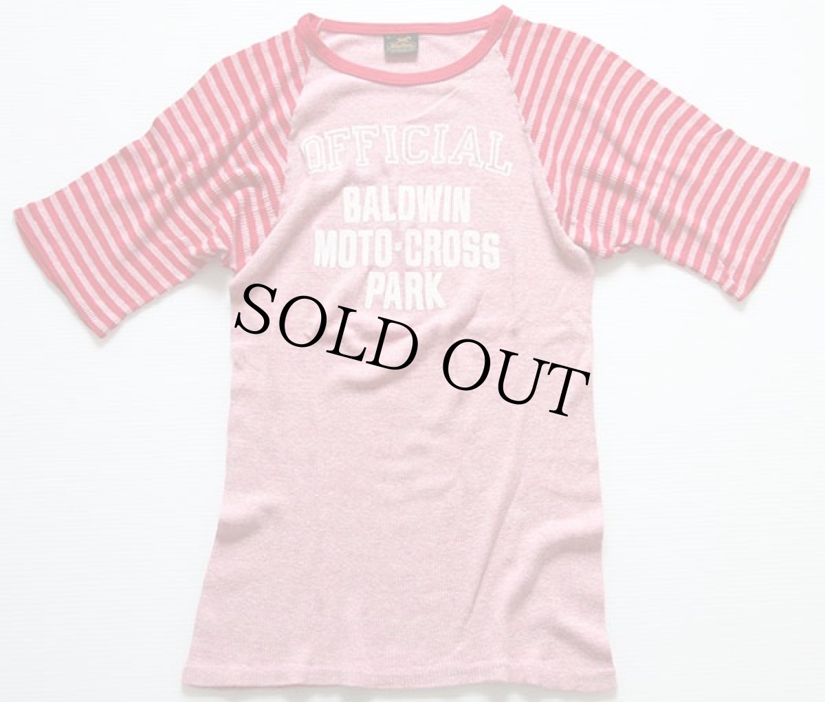 画像2: 70s Stallion BALDWIN MOTO-CROSS PARK リブTシャツ 杢レッド×ボーダー L (2)