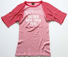 画像2: 70s Stallion BALDWIN MOTO-CROSS PARK リブTシャツ 杢レッド×ボーダー L (2)