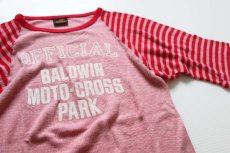 画像1: 70s Stallion BALDWIN MOTO-CROSS PARK リブTシャツ 杢レッド×ボーダー L (1)