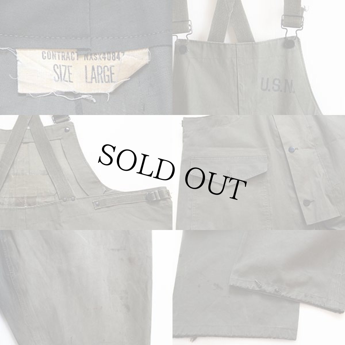 画像3: 40s 米軍 U.S.N. N-2 デッキ レインパンツ オリーブドラブ L★オーバーオール (3)