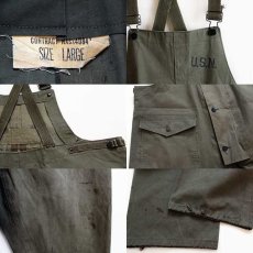 画像3: 40s 米軍 U.S.N. N-2 デッキ レインパンツ オリーブドラブ L★オーバーオール (3)
