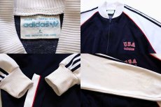 画像3: 80s adidasアディダス USA ロゴ刺繍 ジャージ 紺×白×赤 L★トラックジャケット (3)