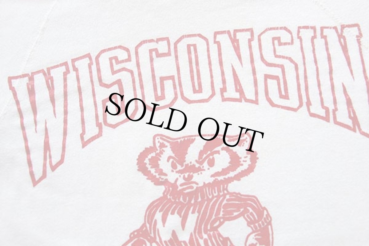 画像3: 90s USA製 WISCONSIN バッキー スウェットパーカー 白 L (3)