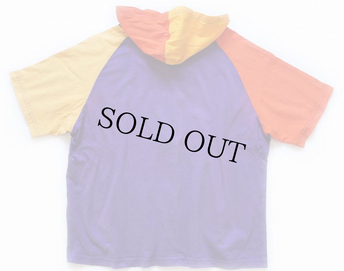 画像2: 90s USA製 ITALIAN CLUB クレイジーパターン ベースボールシャツパーカー XL (2)