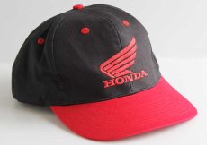 画像1: 90s HONDAホンダ ロゴ刺繍 ツートン コットンキャップ 黒×赤 (1)