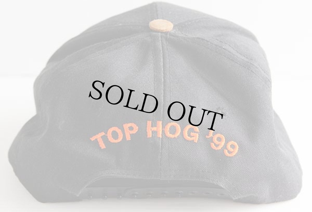 画像2: 90s USA製 HARLEY-DAVIDSONハーレー ダビッドソン ロゴ刺繍 コットン×スエードレザー キャップ 黒×茶 (2)