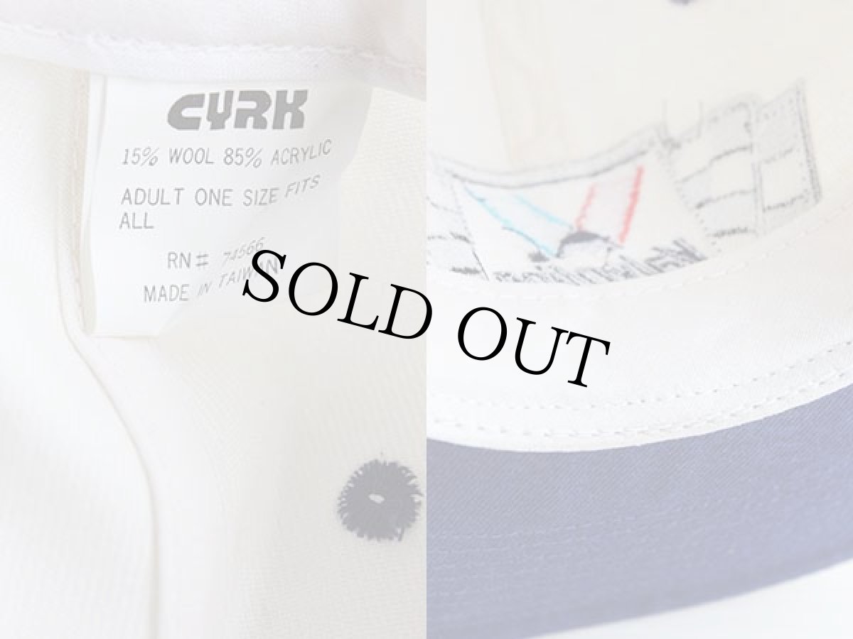 画像3: デッドストック★90s VALVOLINE ロゴ刺繍 ツートン ウール混 キャップ 生成り×青 (3)