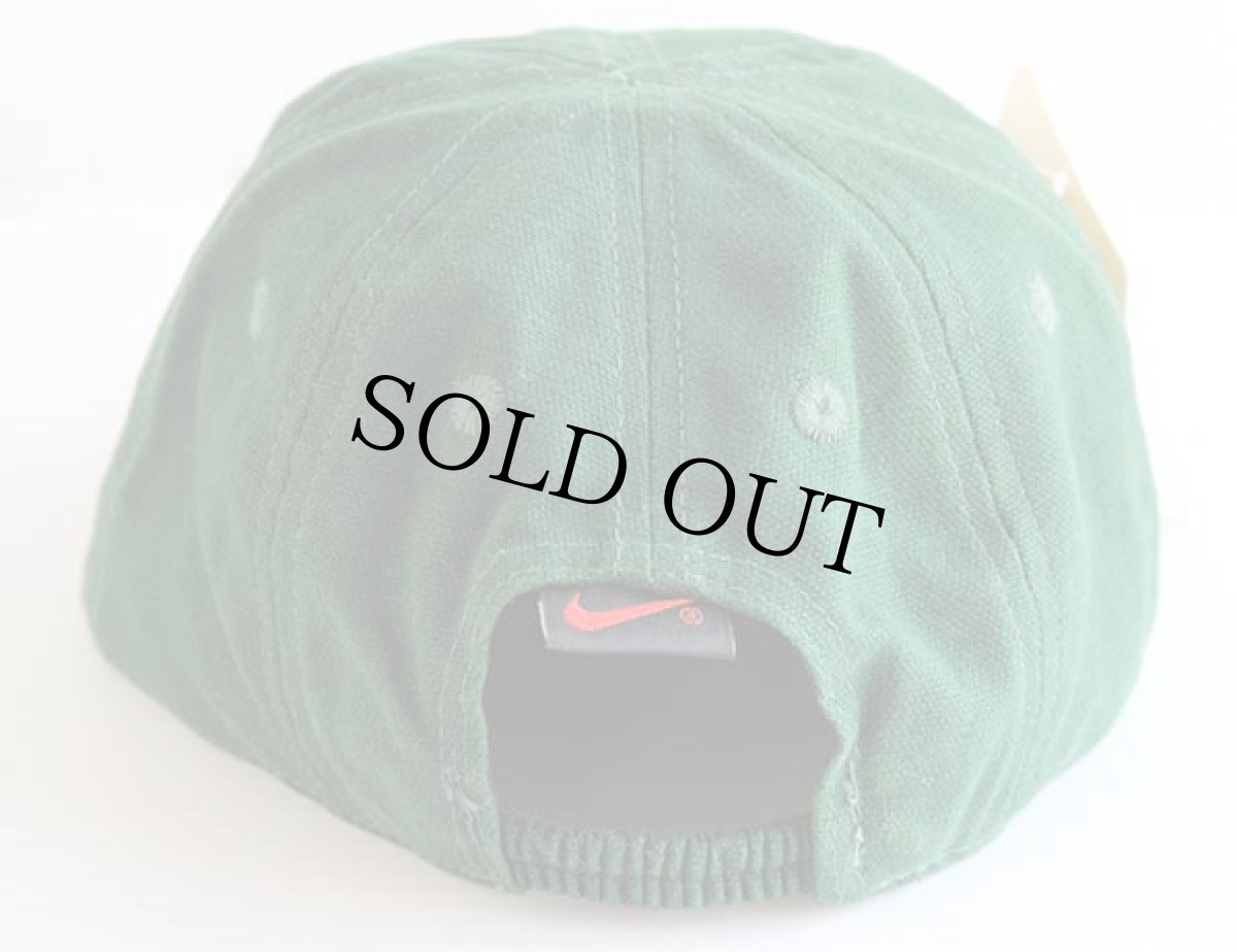 画像2: デッドストック★90s NIKEナイキ ロゴ刺繍 コットンキャップ 緑 (2)