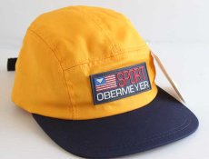 画像1: 90sデッドストック USA製 OBERMEYER ツートン コットンキャップ 黄×紺 L-L/XL (1)