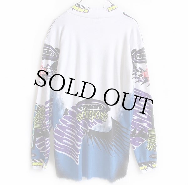 THORロンT　モトクロス　モータースポーツ　白ピンク紫　L相当【usa製】 usa製】THOR ロンT モトクロスバイク モータースポーツL相当白