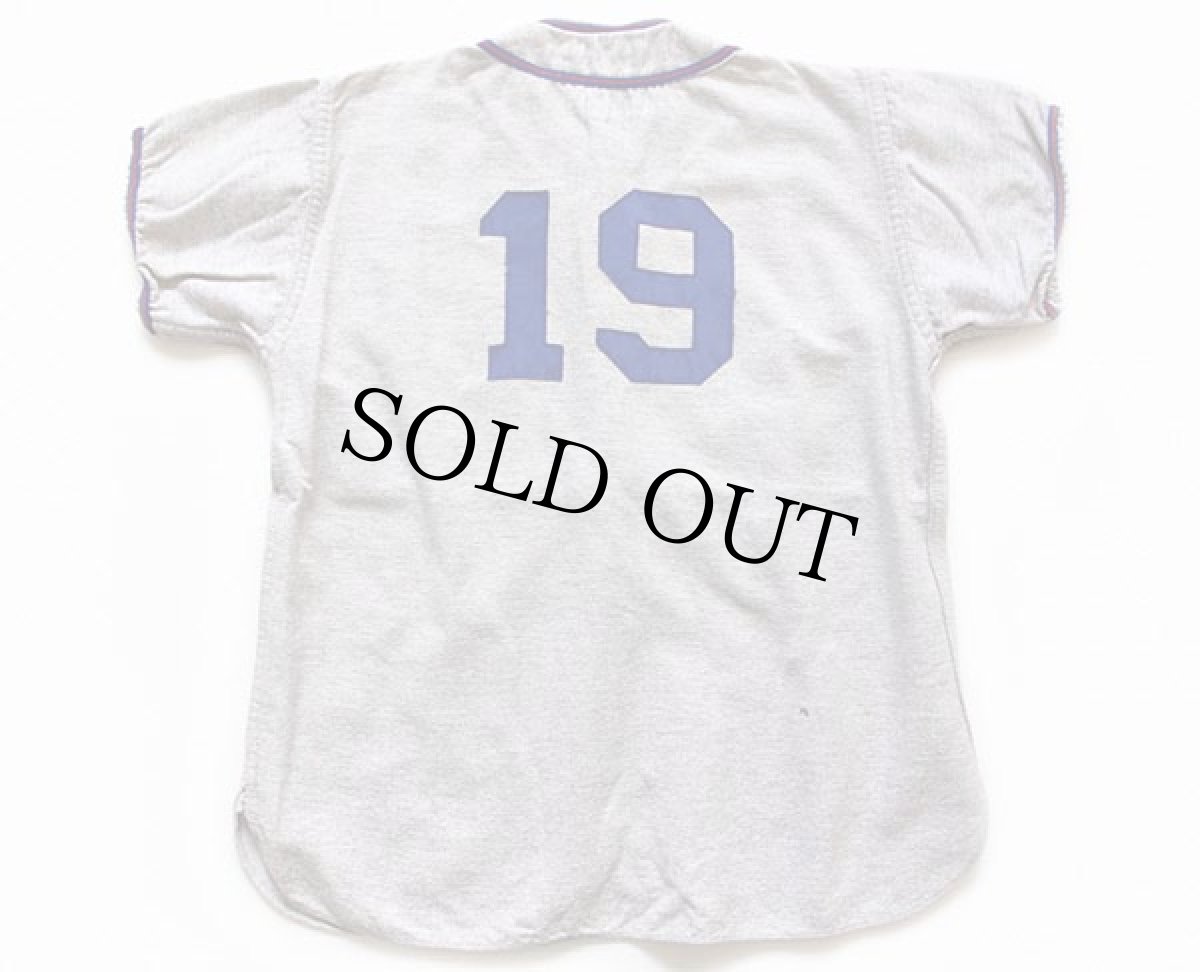 画像2: 50s A&B マチ付き ウール ベースボールシャツ 19 杢グレー Ex.L (2)