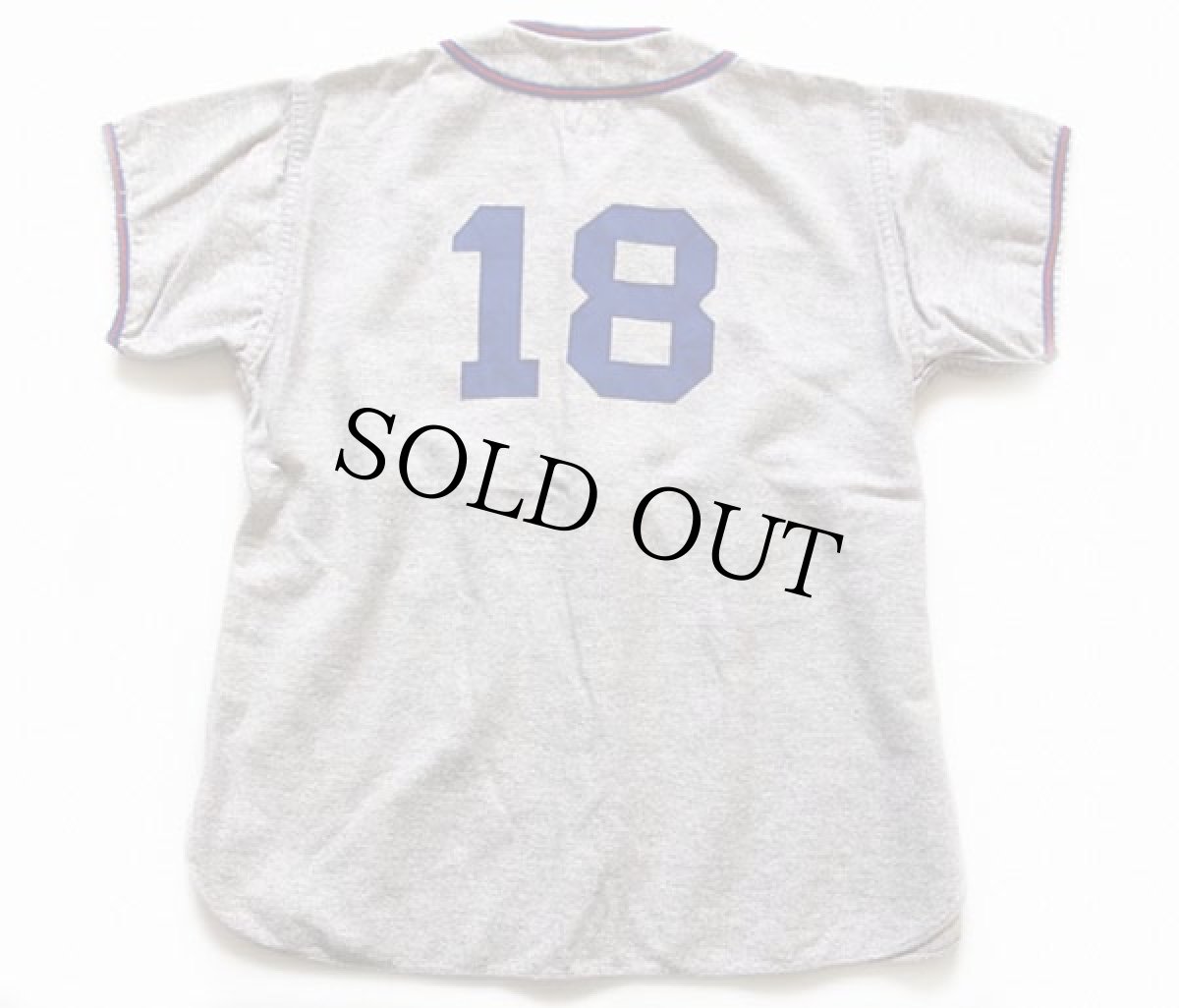 画像2: 50s A&B マチ付き ウール ベースボールシャツ 18 杢グレー Ex.L (2)