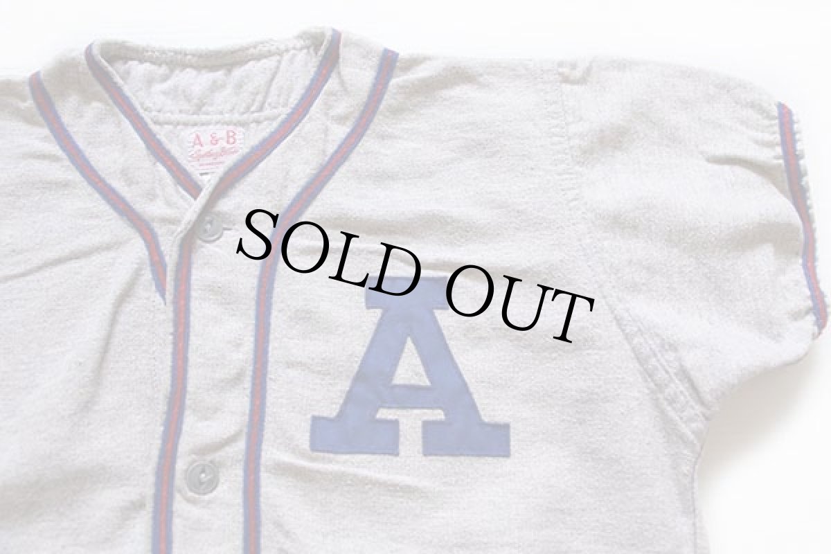 画像3: 50s A&B マチ付き ウール ベースボールシャツ 20 杢グレー Ex.L (3)