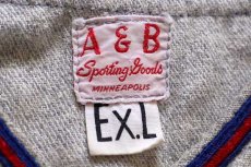 画像4: 50s A&B マチ付き ウール ベースボールシャツ 18 杢グレー Ex.L (4)