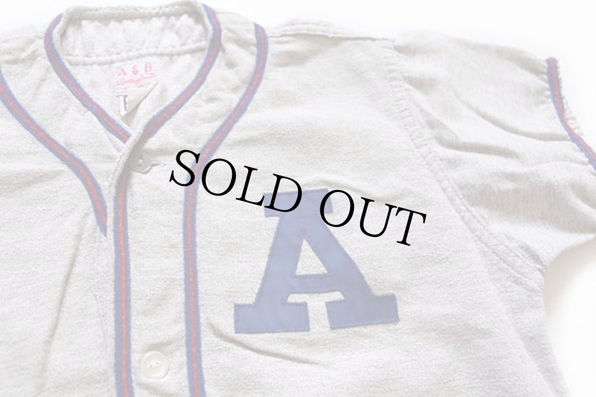 画像3: 50s A&B マチ付き ウール ベースボールシャツ 19 杢グレー Ex.L (3)