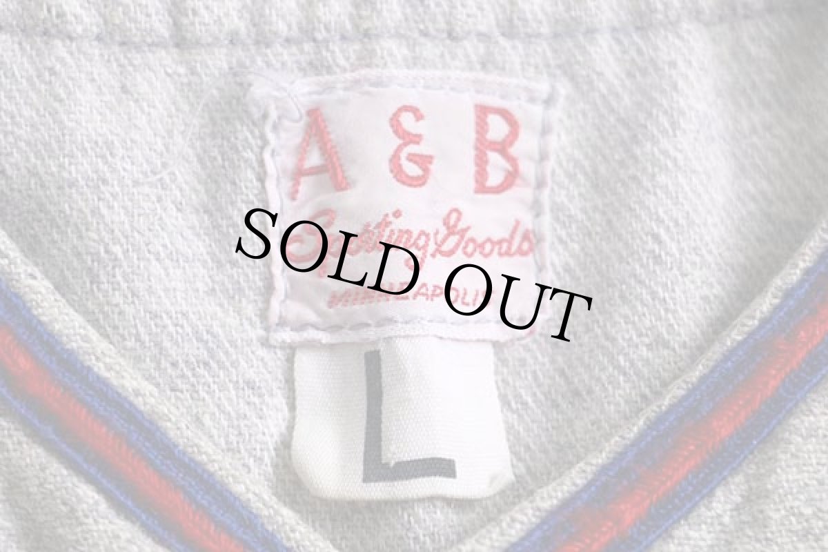 画像4: 50s A&B マチ付き ウール ベースボールシャツ 16 杢グレー L (4)