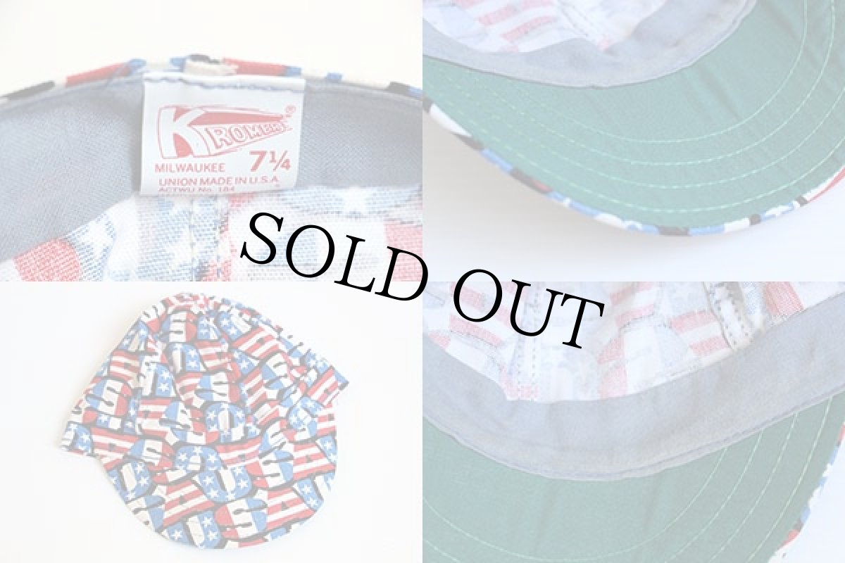 画像4: 70s USA製 KROMER USA 総柄 コットン ワークキャップ 7 1/4 (4)