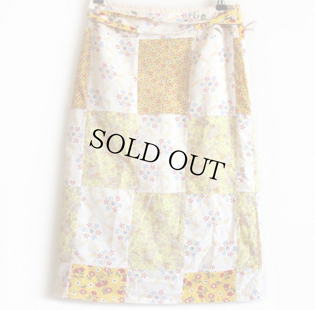 画像2: 70s ハンドメイド 小花柄 パッチワーク コットン 巻きスカート (2)