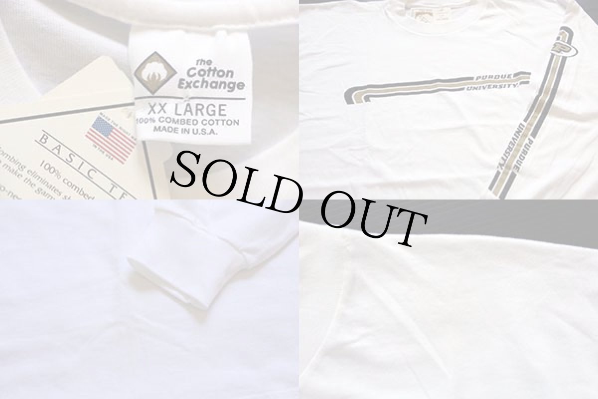 画像3: デッドストック★90s USA製 The Cotton Exchange PURDUE UNIVERSITY コットン 長袖Tシャツ 白 XXL (3)