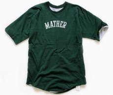 画像1: 70s USA製 RUSSELLラッセル MATHER コットン リバーシブルTシャツ 深緑×グレー M (1)