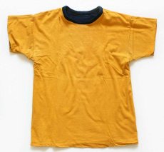 画像3: 60s CHAMPIONチャンピオン ランタグ MINNESOTA フロッキープリント コットン リバーシブルTシャツ 紺×黄 L (3)