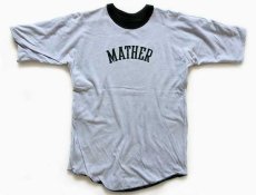 画像2: 70s USA製 RUSSELLラッセル MATHER コットン リバーシブルTシャツ 深緑×グレー M (2)