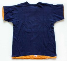 画像2: 60s CHAMPIONチャンピオン ランタグ MINNESOTA フロッキープリント コットン リバーシブルTシャツ 紺×黄 L (2)