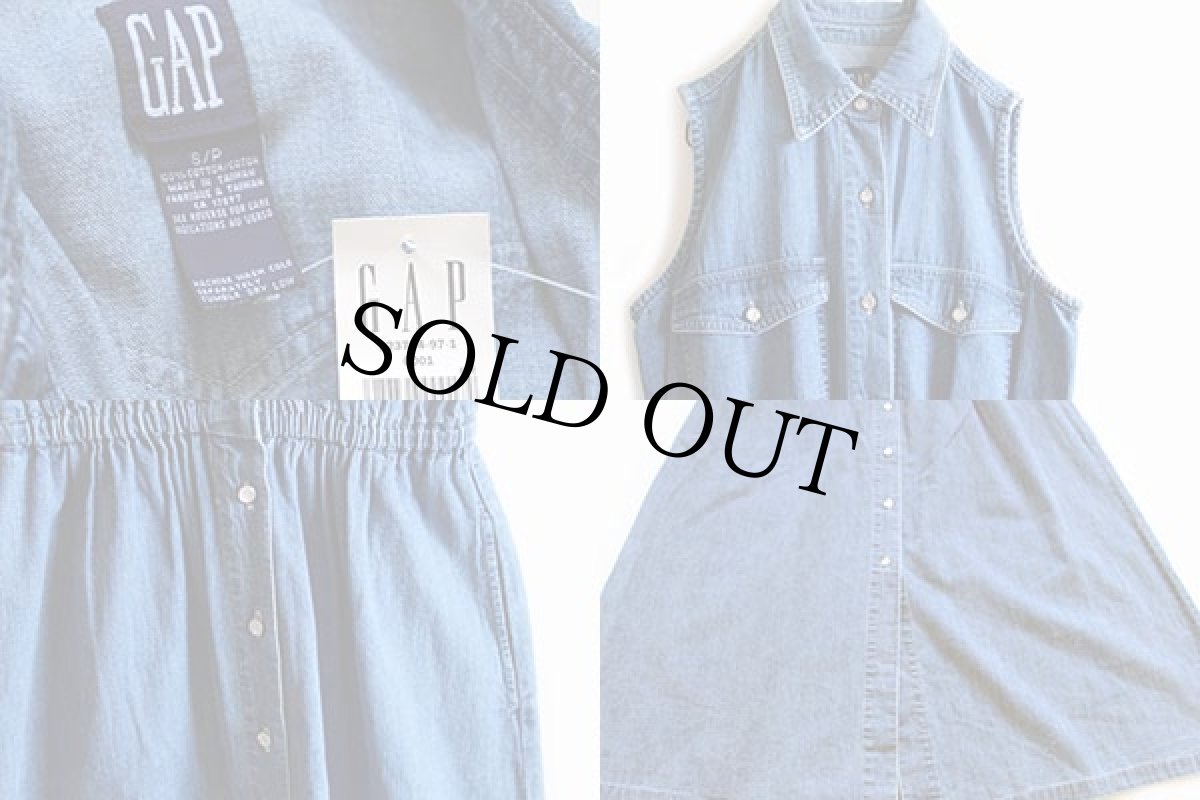 画像3: デッドストック★90s GAPギャップ マキシ丈 ノースリーブ デニムワンピース S (3)