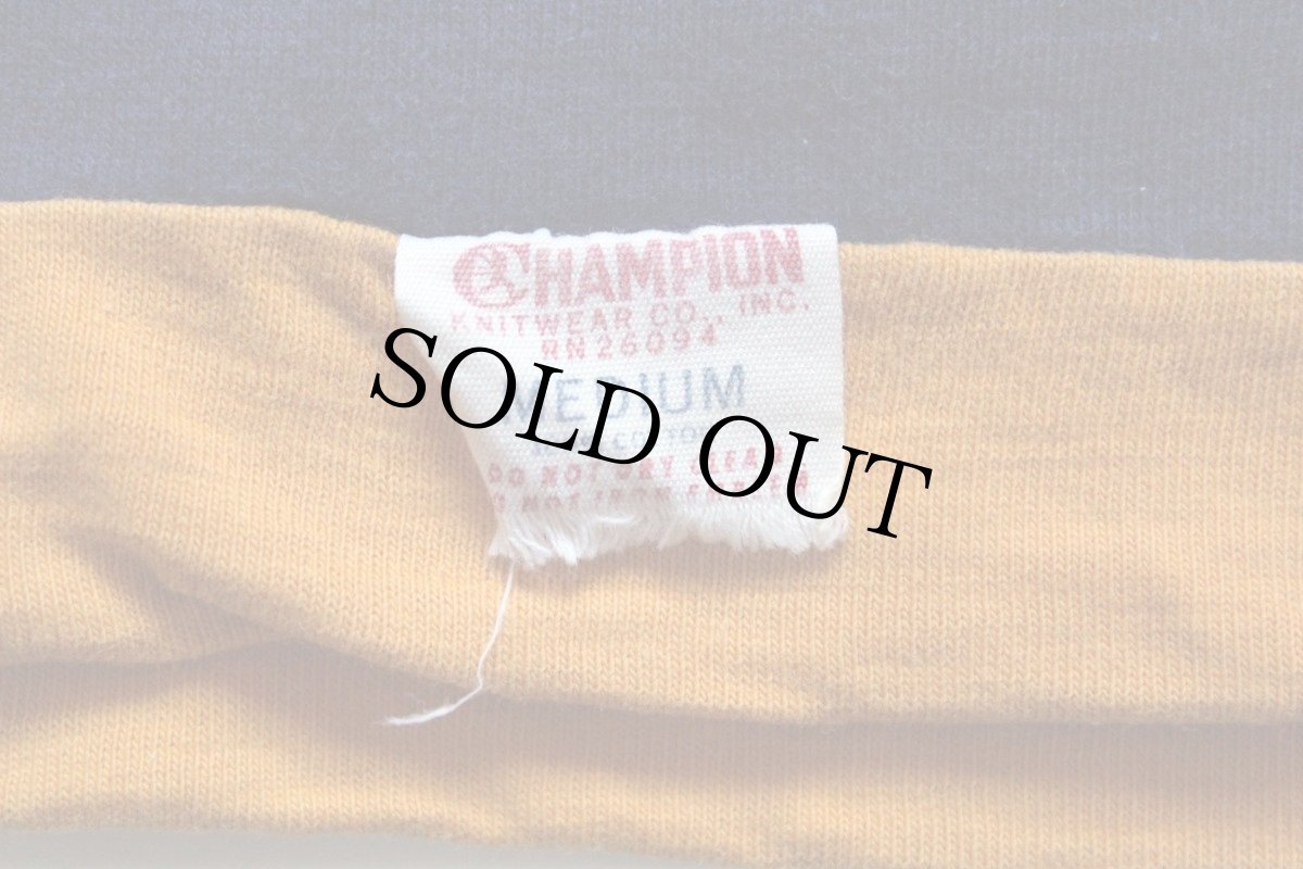 画像5: 60s CHAMPIONチャンピオン ランタグ MINNESOTA フロッキープリント コットン リバーシブルTシャツ 紺×黄 L (5)