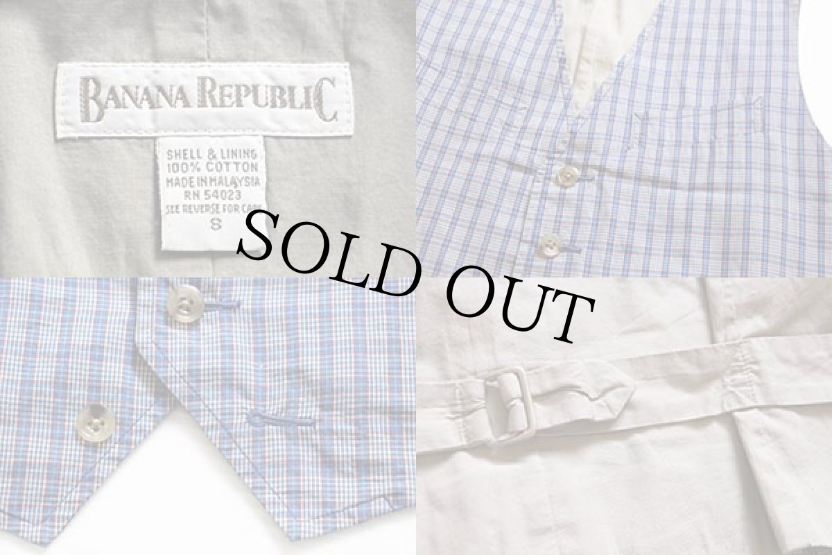 画像3: 90s BANANA REPUBLICバナナリパブリック チェック コットンベスト S (3)