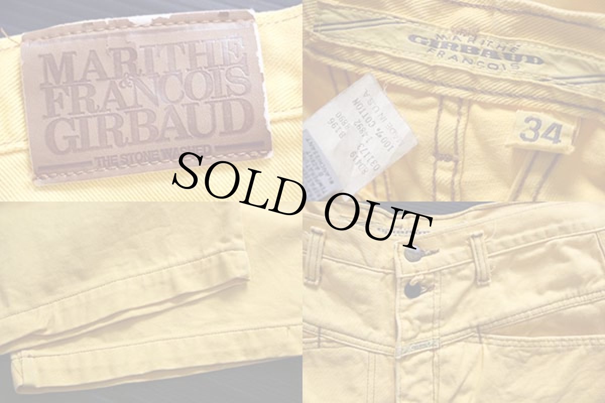 画像3: 90s USA製 MARITHE FRANCOIS GIRBAUDマリテフランソワジルボー カラーデニム ショートパンツ 黄 w34★ショーツ (3)