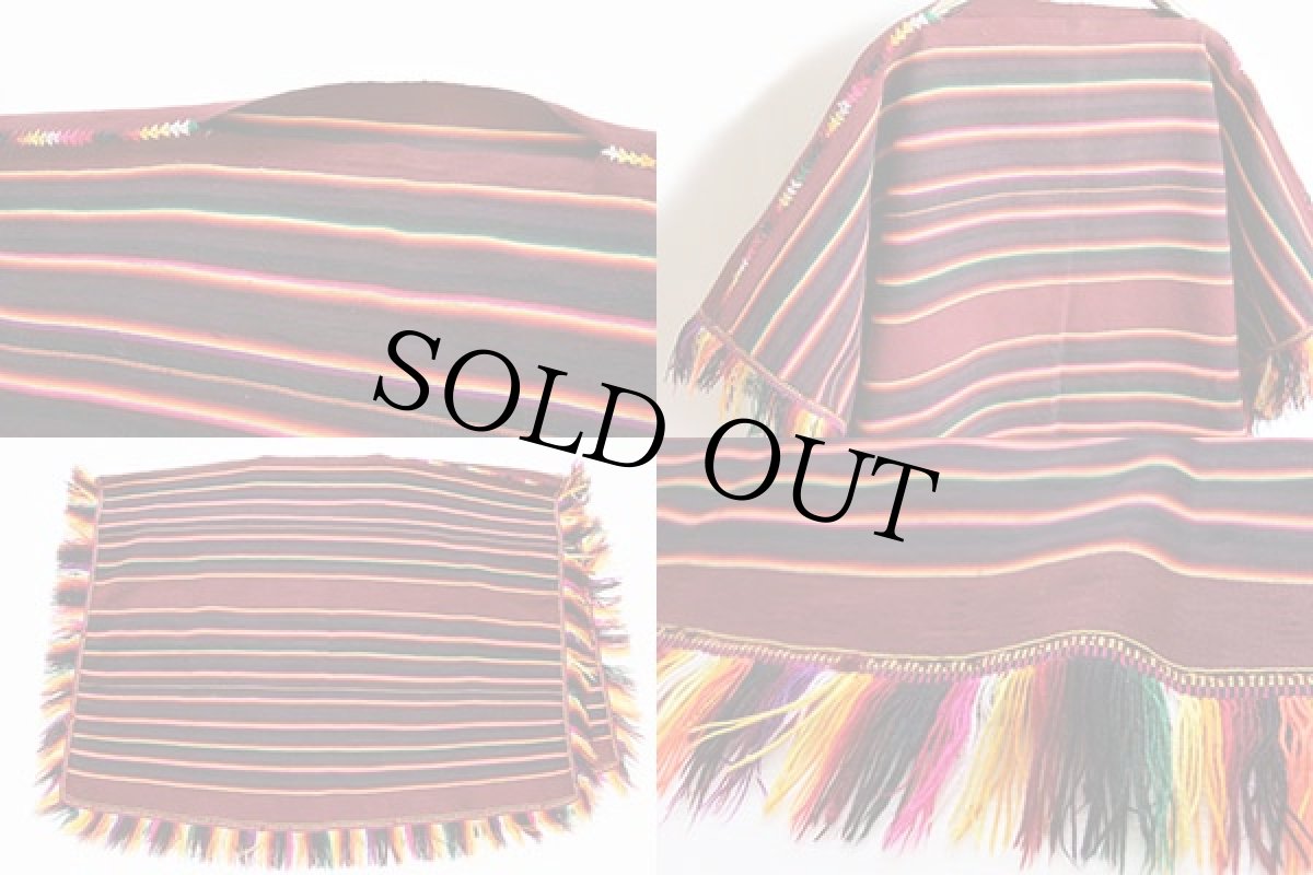 画像4: ビンテージ ハンドメイド ラグ ポンチョ (4)