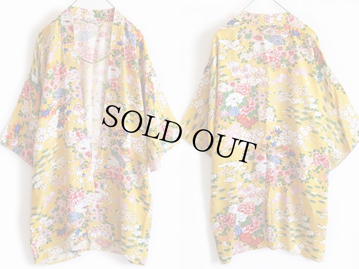 画像2: ビンテージ 日本製 和柄 レーヨン ガウン (2)