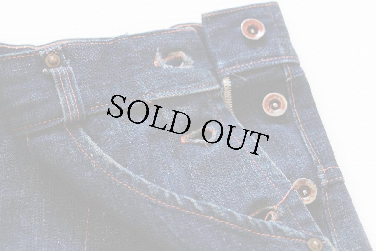 画像4: 40s UNKNOWN リメイク インディゴ デニムスカート ペンキ飛び (4)