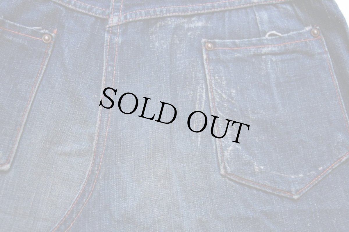 画像5: 40s UNKNOWN リメイク インディゴ デニムスカート ペンキ飛び (5)