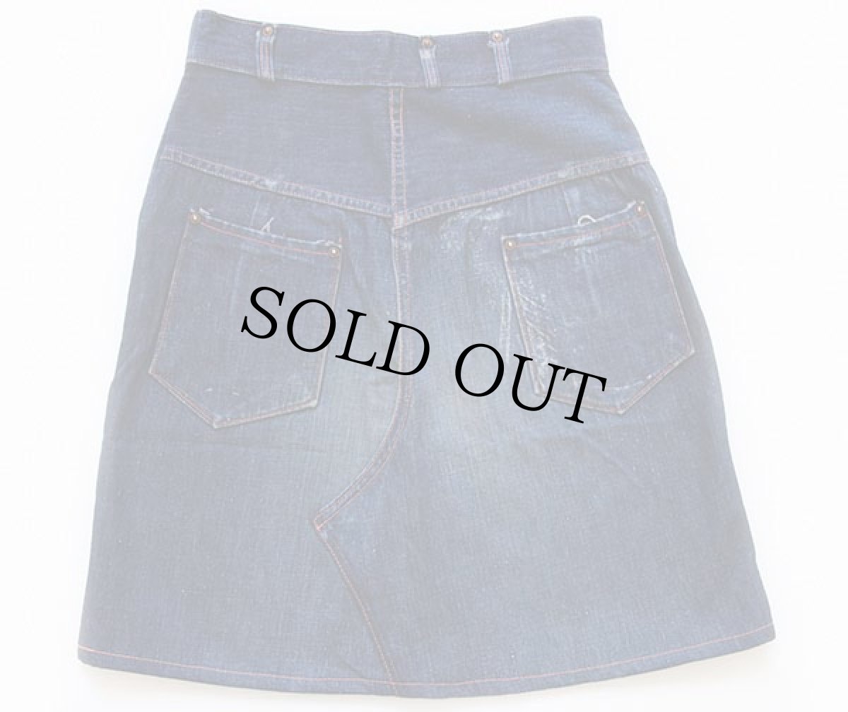 画像2: 40s UNKNOWN リメイク インディゴ デニムスカート ペンキ飛び (2)