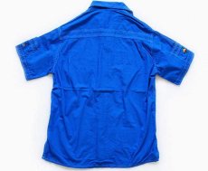 画像2: ビンテージ ハイチ製 L'ESCALE ハンドメイド 刺繍入り 半袖 コットンシャツ 青 (2)