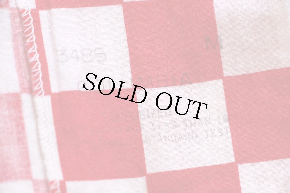 画像5: 50s COLUMBIA チェッカーフラッグ 半袖 コットンシャツ 赤×白 M (5)