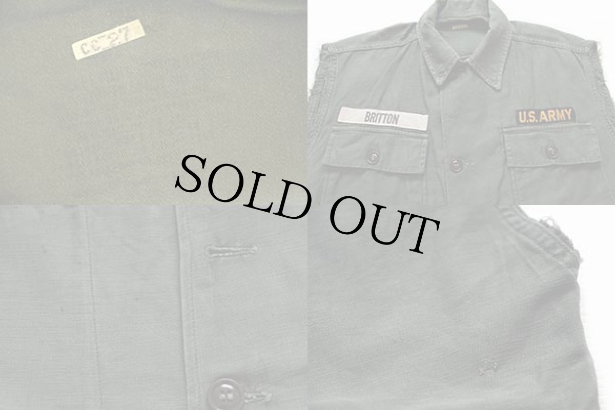 画像3: 50s 米軍 U.S.ARMY パッチ付き カットオフ ユーティリティシャツ (3)