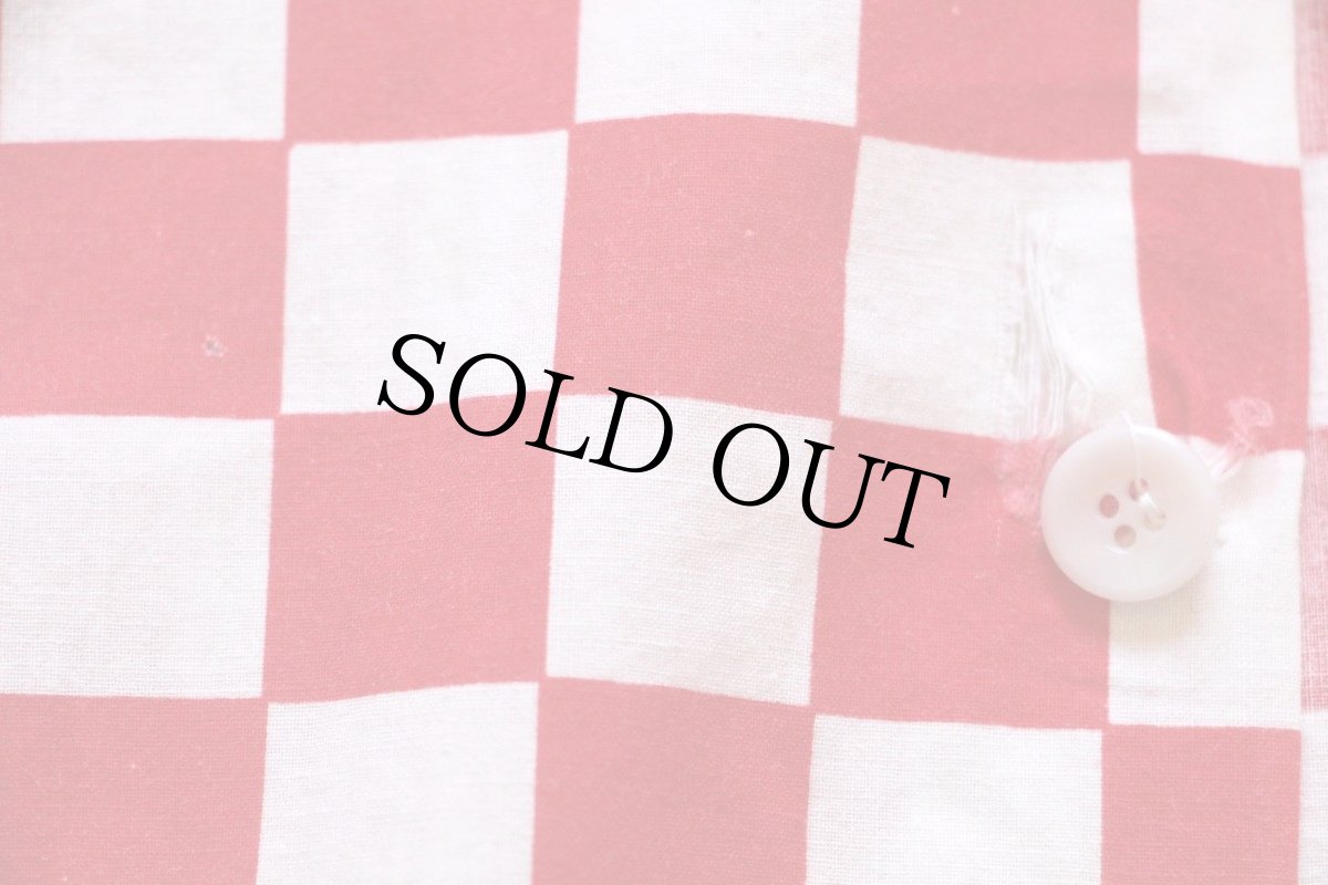 画像7: 50s COLUMBIA チェッカーフラッグ 半袖 コットンシャツ 赤×白 M (7)