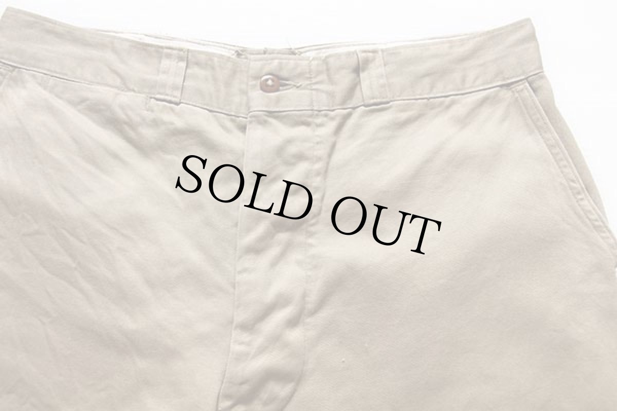 画像2: 50s 米軍 U.S.ARMY コットン チノパン カスタム カーキ w33 (2)