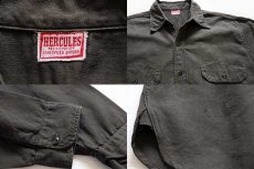 画像3: 40s HERCULESヘラクレス マチ付き コットンツイル ワークシャツ チャコール (3)