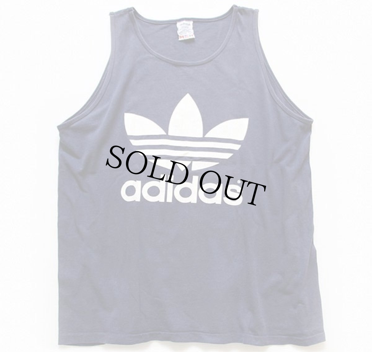 画像2: 90s USA製 adidasアディダス トレフォイル ロゴ コットン タンクトップ 紺 L (2)